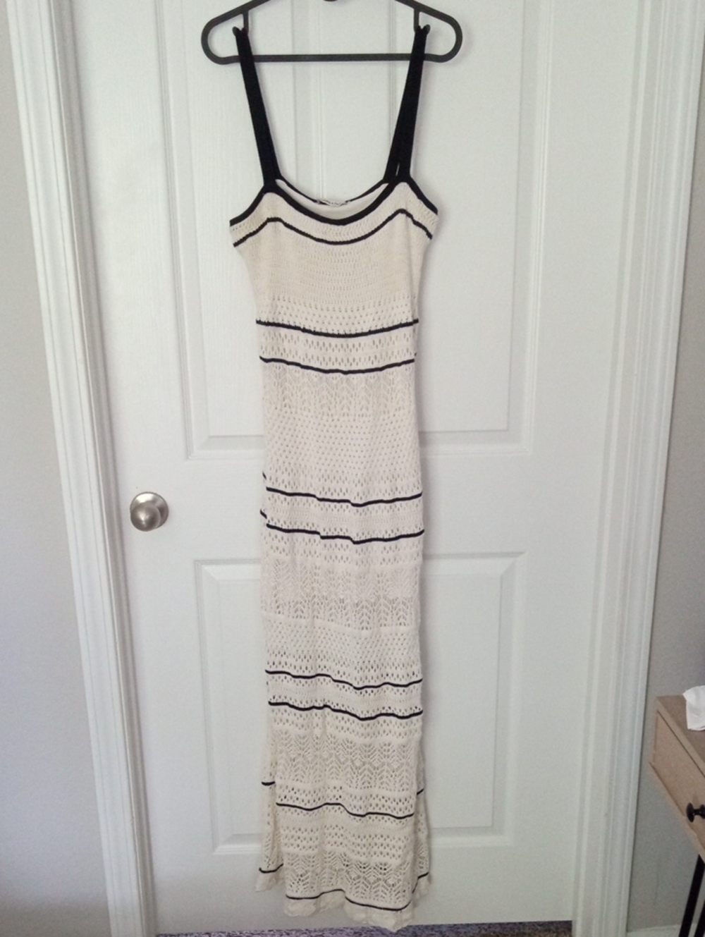 Abercrombie & Fitch Crochet Style Maxi Dress Cream Medium - Picture 2 of 8